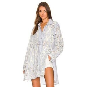 Free People Maldives Stripes Top in Ivory & Blue Combo NWT MSRP: $198